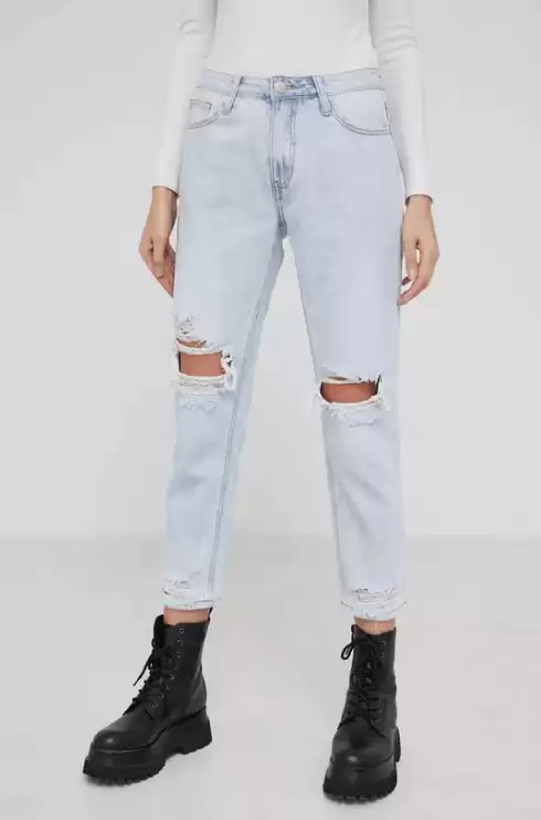 Answear Lab jeansi dama albastri cu rupturi