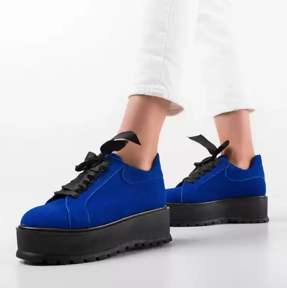 Pantofi casual albastri cu talpa groasa