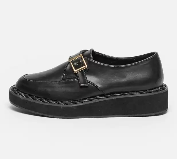  Pantofi loafer de piele ecologica negri 