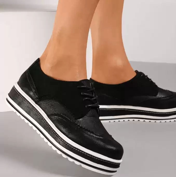 Pantofi casual dama negri cu talpa inalta