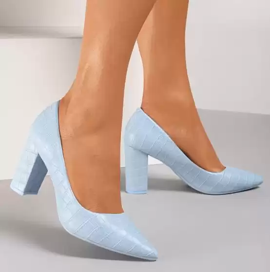 Pantofi cu toc gros albastri