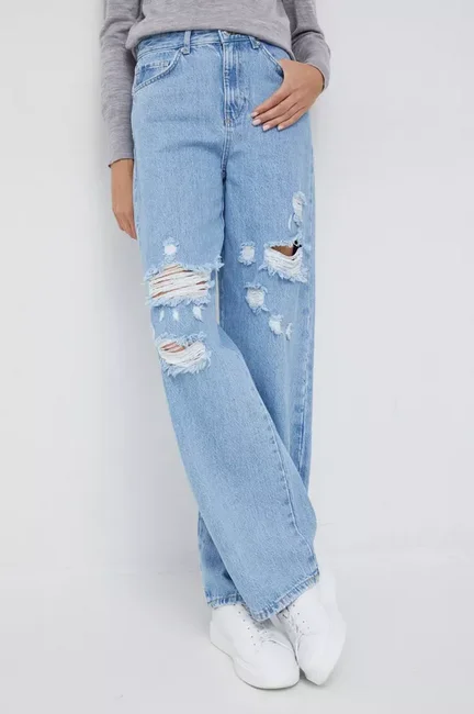 Vero Moda - jeansi femei , high waist, cu rupturi