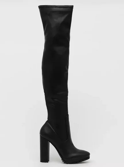 Aldo - cizme femei inalte peste genunchi negre
